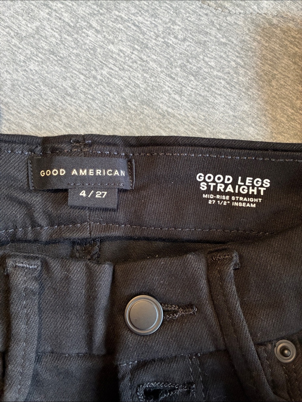 Good American Good Legs Straight Mid-Rise Jeans — Black